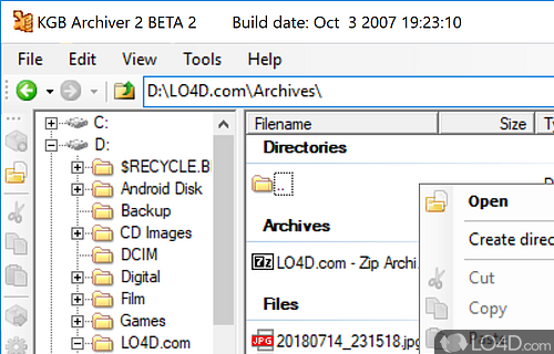 Create and open ZIP archives - Screenshot of KGB Archiver