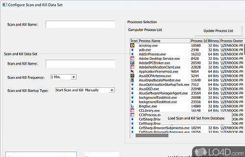 Kill any active processes in your system - Screenshot of KillProcess