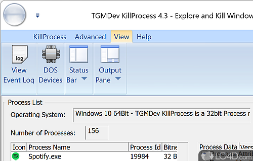 User interface - Screenshot of KillProcess