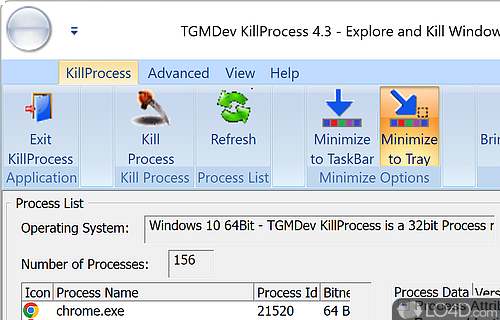 Stop any running app and create lists of Windows processes to be terminated, in order to decrease computer's memory usage - Screenshot of KillProcess