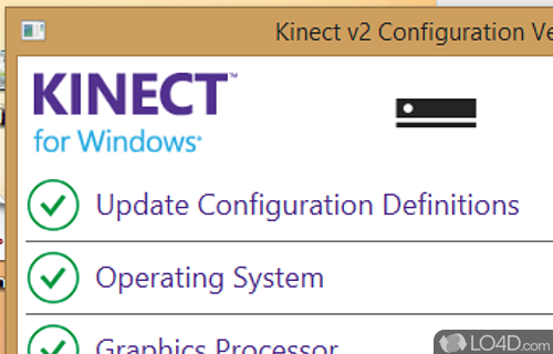 Screenshot of Kinect Configuration Verifier - User interface