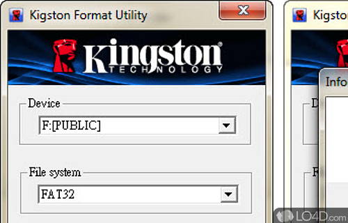 Screenshot of Kingston Format Utility - Format Kingston HyperX DTHX30/XXGB USB flash drive by simply selecting the connected device