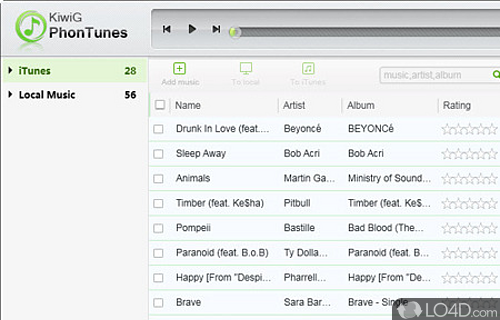 Screenshot of KiwiG PhonTunes - User interface