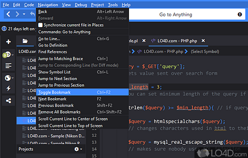 Code Folding, and Code Snippets - Screenshot of Komodo Edit