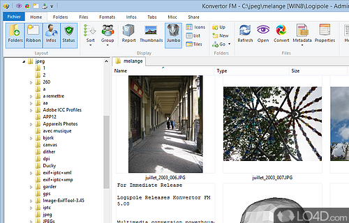 Screenshot of Konvertor FM - Converts image, audio, video and text files to various formats, carries out image editing tasks