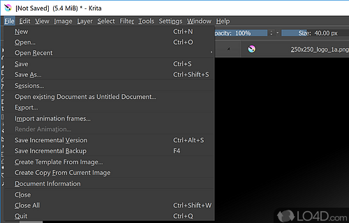 Modern-looking, but a bit crowded interface - Screenshot of Krita