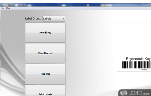 Screenshot of Label Flow Barcode - User interface