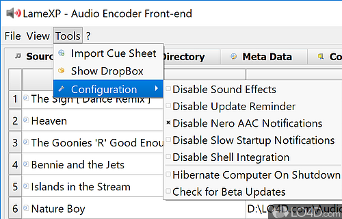 Graphic interface for LAME to convert audio - Screenshot of LameXP