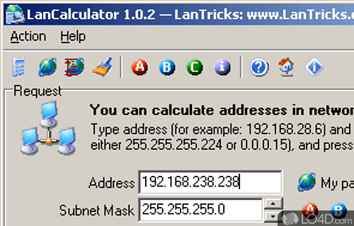 Screenshot of LanCalculator - View network configuration and calculate possible IP range