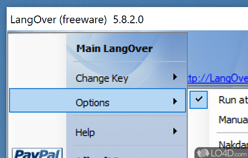 Change easy the default language - Screenshot of LangOver