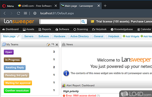 Powerful browser based piece of software to scan entire networks - Screenshot of Lansweeper