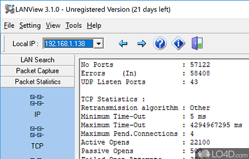 Port, ping and SNMP scanning modes - Screenshot of LANView