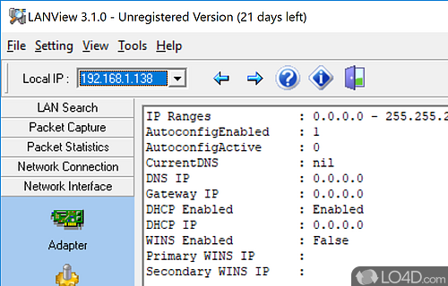 Lookup and trace route tools - Screenshot of LANView