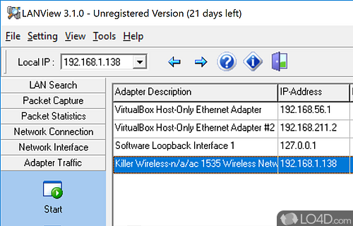 Broadcast message, remote shutdown/wakeup, and NIC vendor identifier - Screenshot of LANView