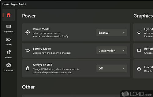 Screenshot of Lenovo Legion Toolkit - Customize your Lenovo laptop settings