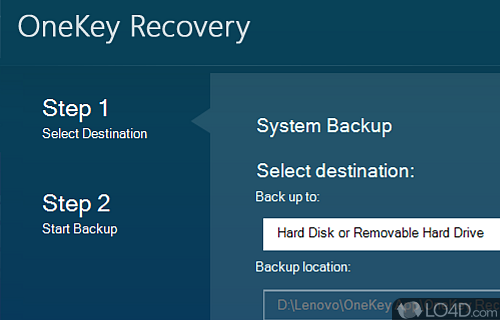 Screenshot of Lenovo OneKey Recovery - Backup and restore the operating system on Lenovo laptop in case of OS failure