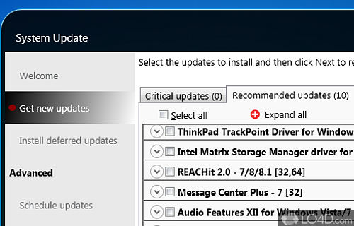 Screenshot of Lenovo System Update - Updater for ThinkPad