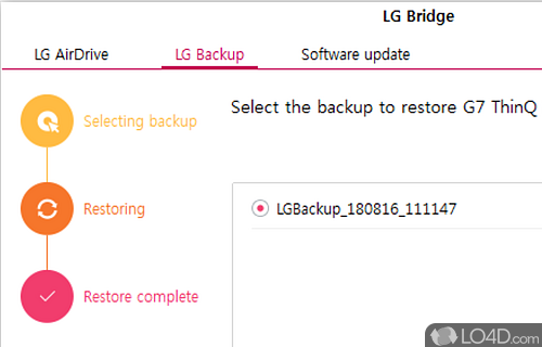 Move pictures, music, and other files between your phone, tablet, and computer - Screenshot of LG Bridge