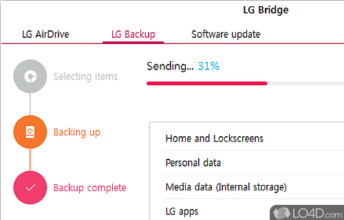 Manage the content on LG mobile device, update it to the latest software version - Screenshot of LG Bridge