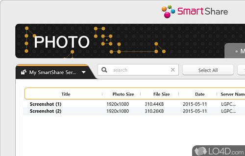 Wireless connection and management to LG TVs - Screenshot of LG Smart Share