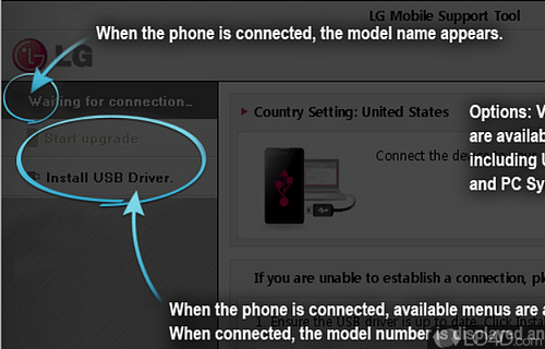 Simple-to-handle GUI - Screenshot of LG Support Tool