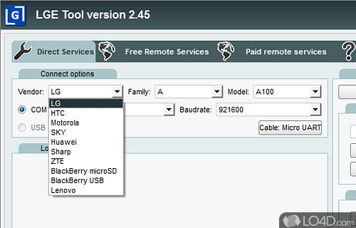 Screenshot of LGTool - User interface