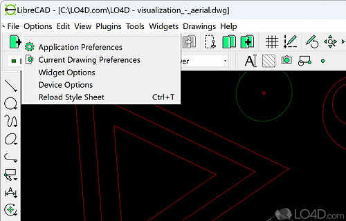 Editing and drawing options - Screenshot of LibreCAD