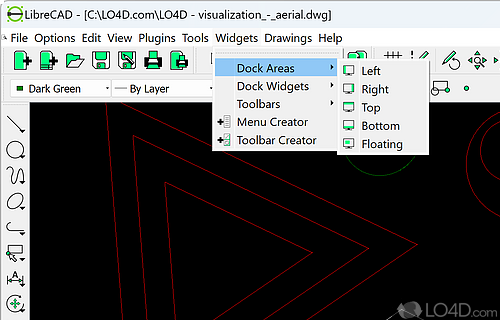 Palette and a variety of retouching tools - Screenshot of LibreCAD