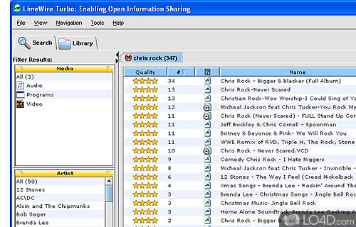 Screenshot of LimeWire Turbo - User interface