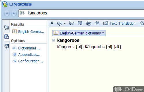 Translate words in different languages - Screenshot of Lingoes