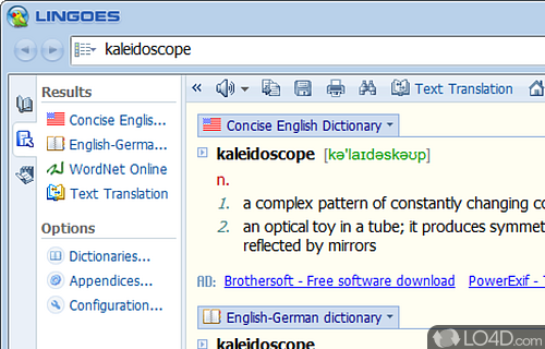 User interface - Screenshot of Lingoes