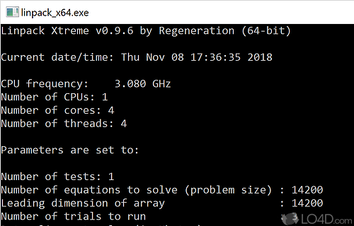 Efficient system benchmarking and CPU tests - Screenshot of Linpack Xtreme