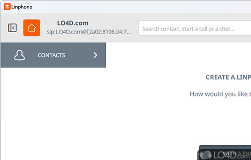 Enables you to create a Linphone account either with your email address or your physical phone number - Screenshot of Linphone