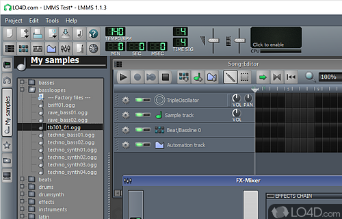 Song editing, mixing and synthesizing - Screenshot of Linux Multimedia Studio