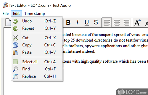 User interface - Screenshot of Listen N Write