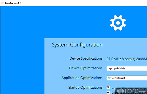 Powerful app that can optimize and speedup computer without requiring advanced computer knowledge - Screenshot of LiveTuner