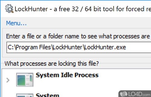 Onlock and delete locked files - Screenshot of LockHunter