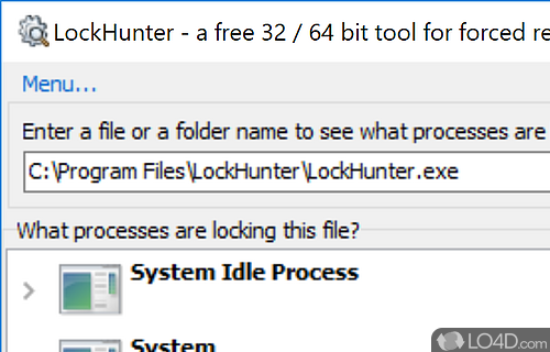Delete locked files in Windows - Screenshot of LockHunter