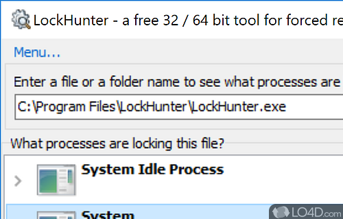Remove locked files from the computer, unlock the selected items - Screenshot of LockHunter