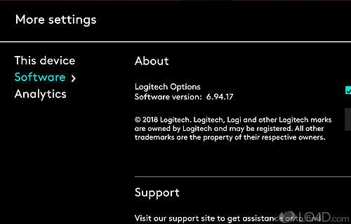 Options - Screenshot of Logitech Options