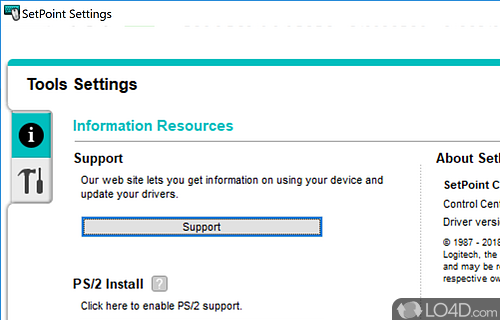 Quirky installation - Screenshot of Logitech SetPoint