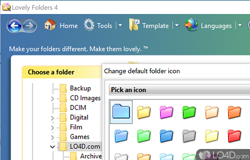 User interface - Screenshot of Lovely Folders