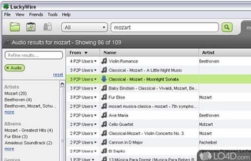 Screenshot of Luckywire - A fast, efficient LimeWire clone