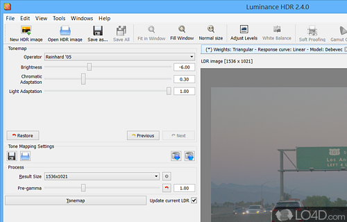 User interface - Screenshot of Luminance HDR