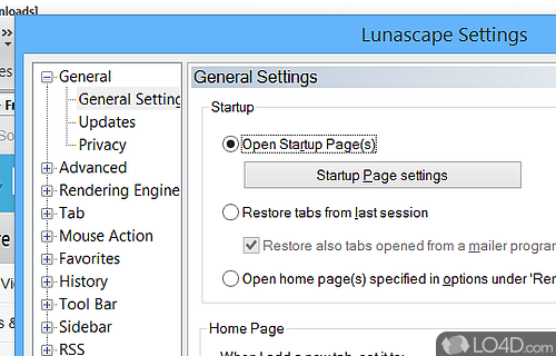 Hybrid web browser with support for three rendering engines - Screenshot of Lunascape