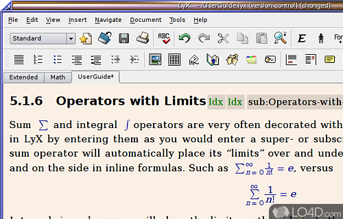 Screenshot of LyX - Tool to process text documents using the 