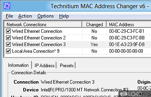 Screenshot of Technitium MAC Address Changer - More than what the name suggests