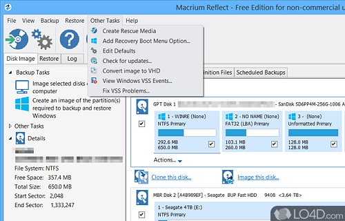 Rapid Delta Restore (RDR) - Screenshot of Macrium Reflect Free