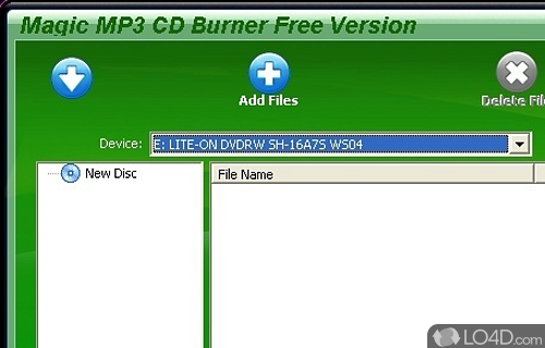 Screenshot of Magic Mp3 CD Burner - Gives you the possibility to burn MP3 CD's