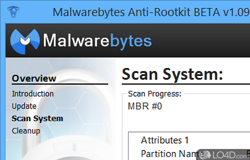 User interface - Screenshot of Malwarebytes Anti-Rootkit